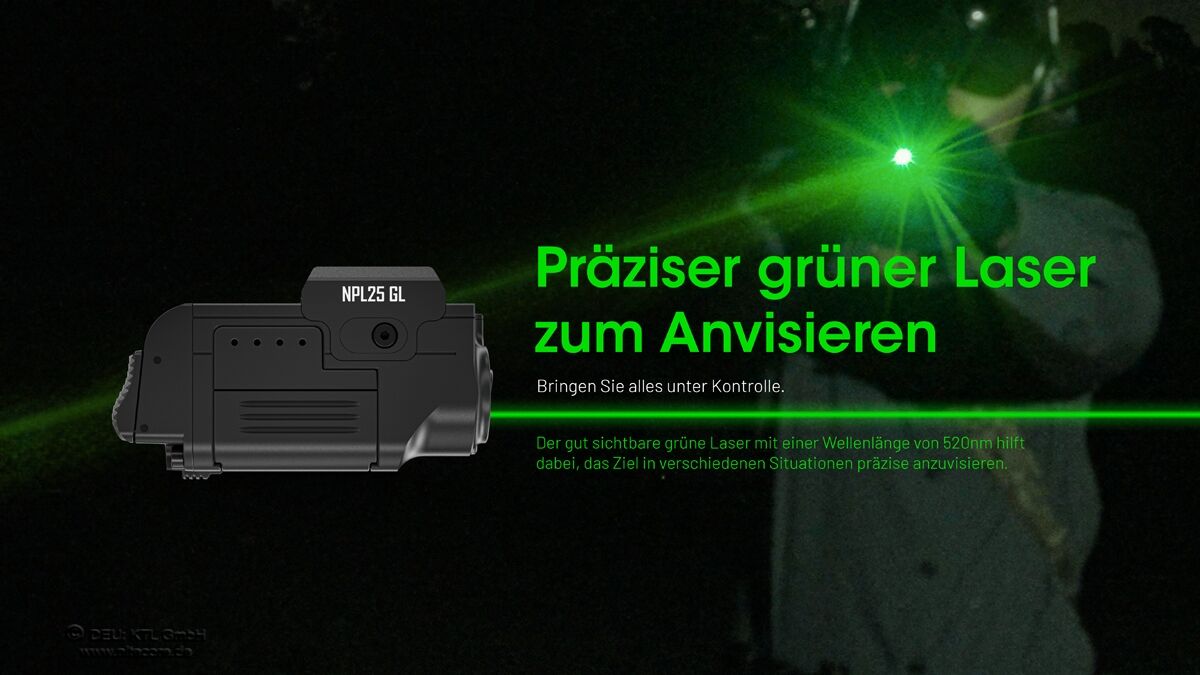 Nitecore Waffenleuchte NPL25 mit grünem Laser