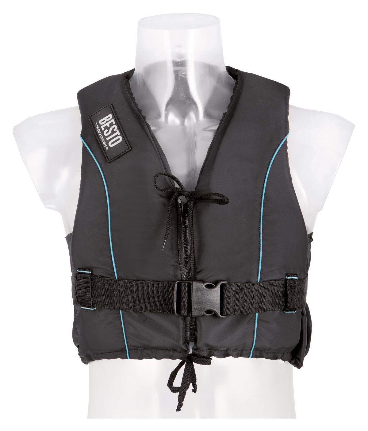 Besto_Dinghy_Zipper_50N_bkbl Besto Dinghy Zipper 50N Auftriebsweste schwarz/aqua