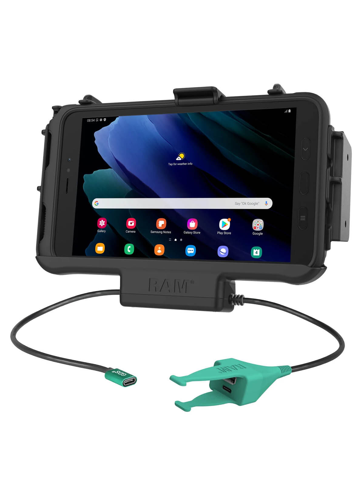 RAM Mounts EZ-Roll'r Modular Halteschale für Samsung Tab Active3 & Active5 - In OEM/RAM Schutzhülle - USB-C & USB-C/A-Anschluss