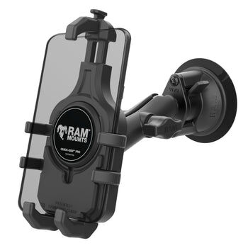 RAM Mounts Quick-Grip Pro Universal Saugfuss-Halterung für Smartphones - B-Kugel (1 Zoll), mittlerer Verbindungsarm, MagSafe kompatibel