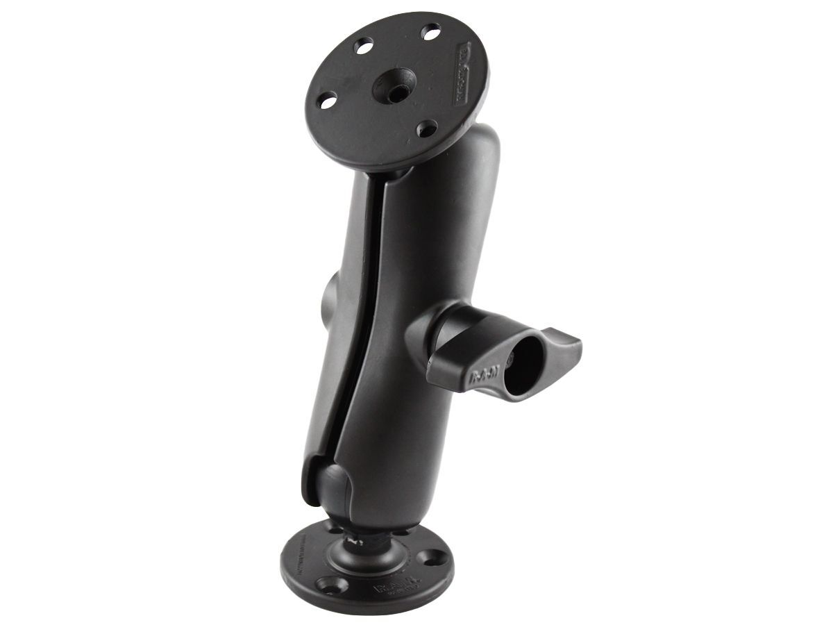 RAM Mounts Aufbau-Set - 2x runde Basisplatte (93,5 mm Durchmesser), mittlerer Verbindungsarm, D-Kugel (2,25 Zoll), im Polybeutel