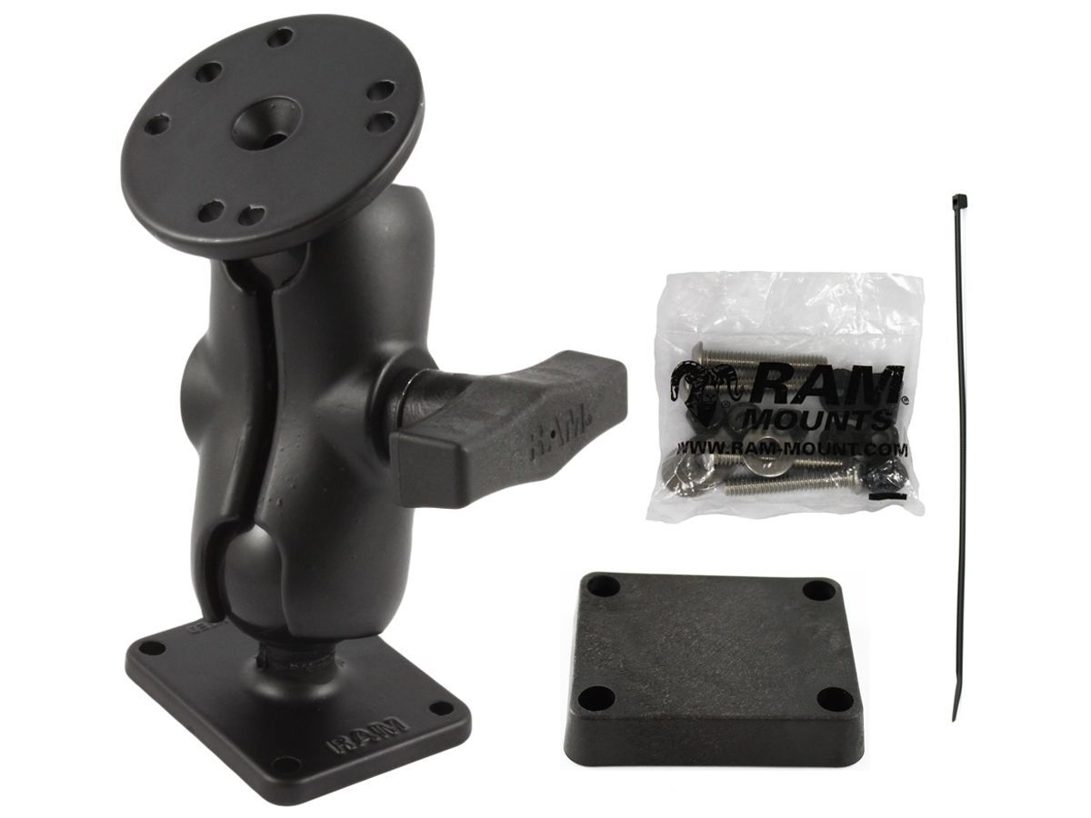 RAM Mounts Aufbau-Set (kurz) mit Verbundstoff-Gegenplatte - C-Kugel (1,5 Zoll), runde u. rechteckige Basisplatte, kurzer Verbindungsarm, AMPS, Schrauben-Set
