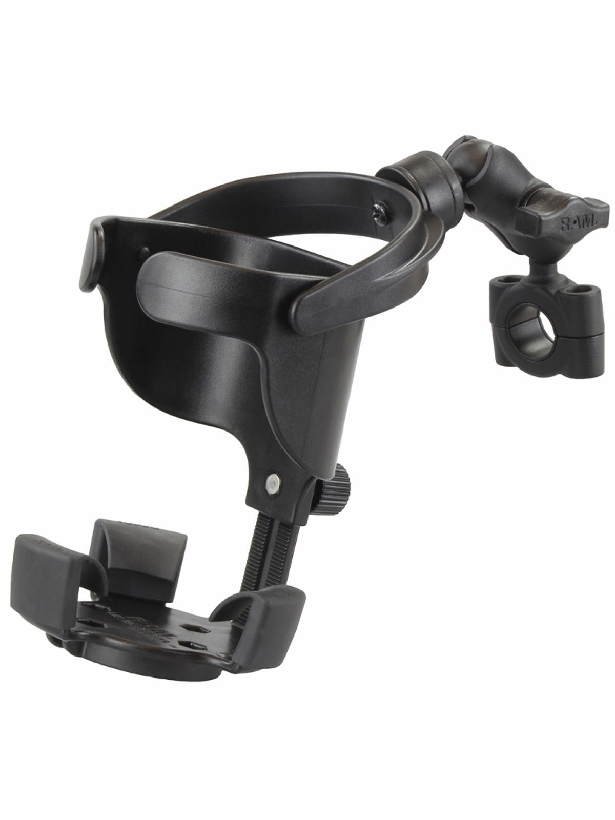 RAM Mounts Torque Getränkehalterung Level Cup XL (kurz) - mit Torque-Schelle (Durchmesser 0,75-1 Zoll), B-Kugel (1 Zoll), im Polybeutel