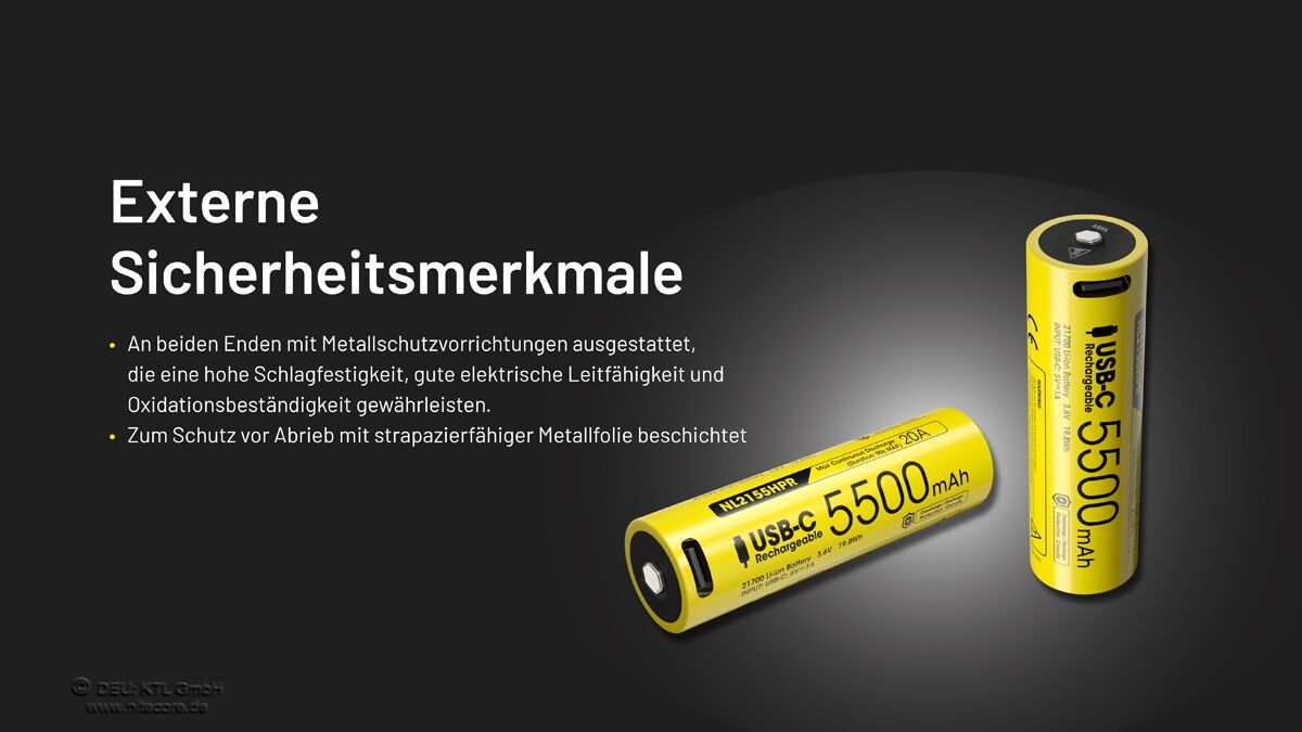 Nitecore 21700 Akku, USB-C, 5500mAH, NL2155HPR