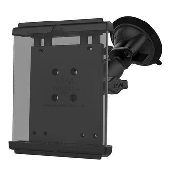 RAM Mounts Saugfuss-Halterung für 7 Zoll Tablets - mittlerer Verbindungsarm, Diamond-Basisplatte (Trapez), runde Basisplatte (AMPS), Tab-Tite Haltesch