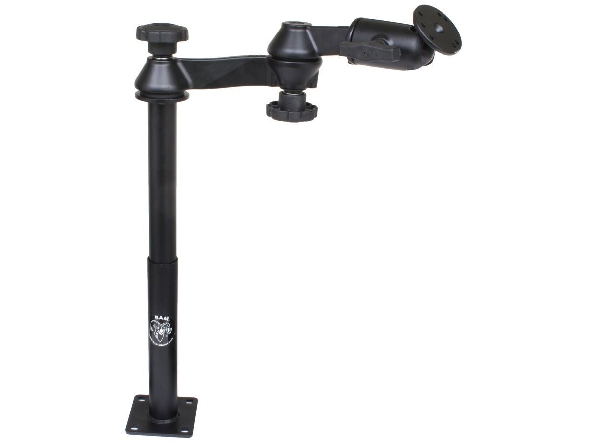 RAM Mounts Doppel-Schwenkarm mit Tele-Pole (ca. 300 mm) und Basis (ca. 225 mm) - Octagon-Verbindungsarm, runde Basisplatte (AMPS), C-Kugel (1,5 Zoll)