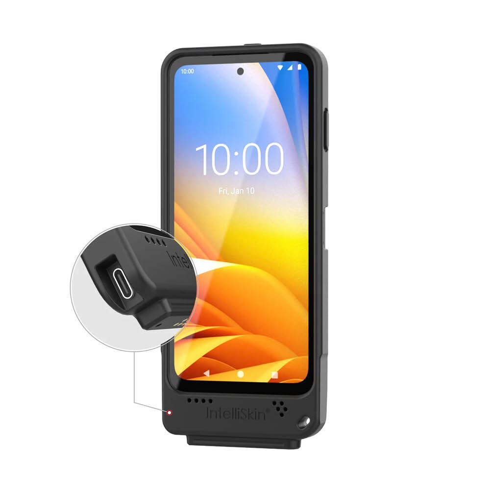 RAM Mounts IntelliSkin Ladeschutzhülle für Zebra EM45 & EM45 RFID - GDS-Technologie, Externer USB-C Anschluss, ohne Gürtel-Clip