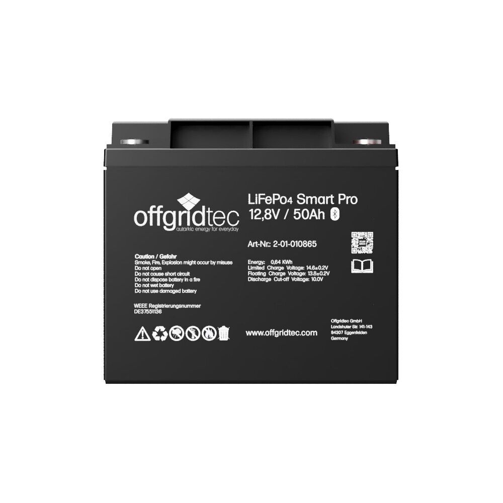 Offgridtec LiFePO4 Batterie 12,8 V 50 Ah Smart Pro – Bluetooth & BMS