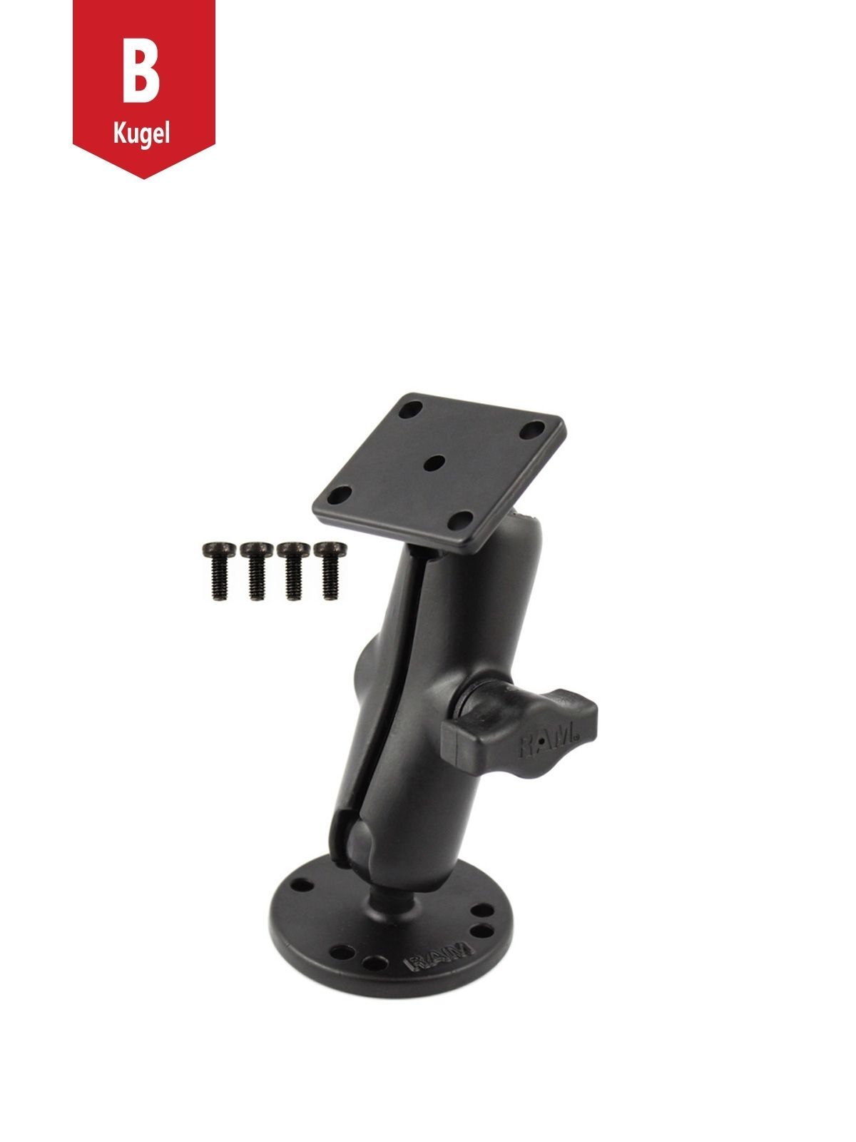 RAM Mounts Aufbau-Set für Magellan CrossoverGPS, Maestro & RoadMate - B-Kugel (1 Zoll) - Rechteckige Basisplatte (2 x 1,7 Zoll) - Mittlerer Verbindungsarm (ca. 94,74 mm) - Runde Basisplatte (AMPS) - Schrauben-Set