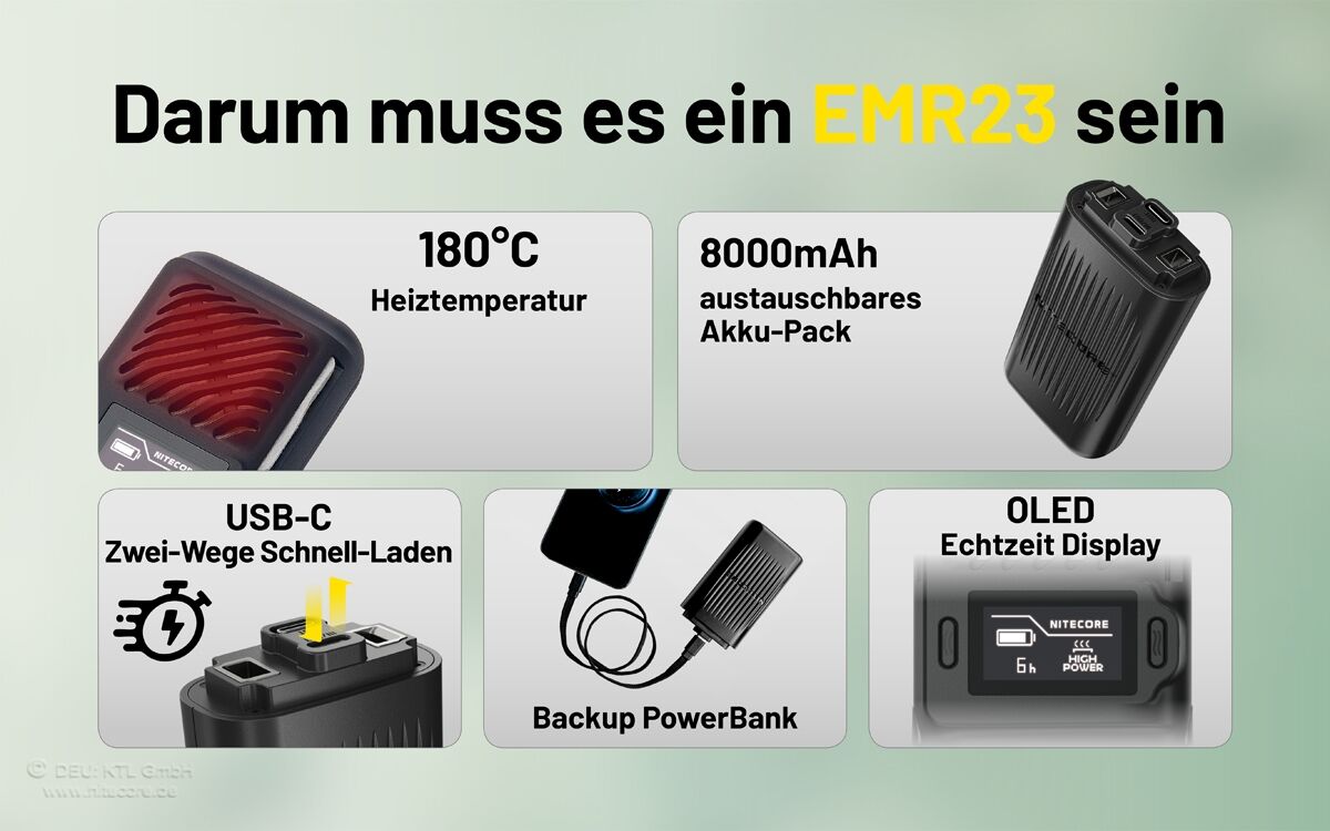 Nitecore EMR23 - Mückenabwehr, OLED, 8000mAh Akkupack