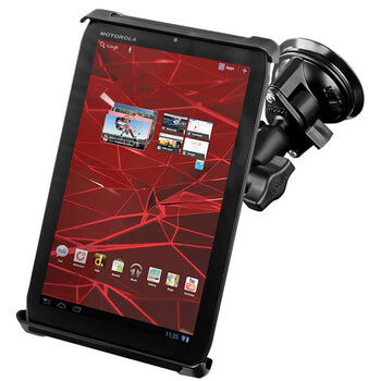 RAM Mounts Saugfuss-Halterung für 7 Zoll Tablets - mittlerer Verbindungsarm, Diamond-Basisplatte (Trapez), runde Basisplatte (AMPS), Tab-Tite Haltesch