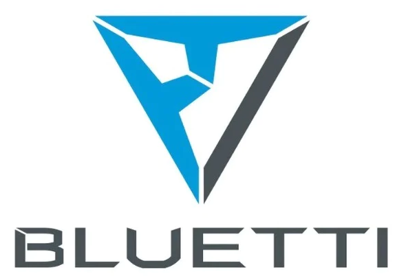 Das blaue und graue Markenlogo von Bluetti zeigt ein dreieckiges Emblem über dem Schriftzug.