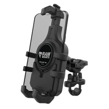RAM Mounts Quick-Grip Pro Lenker- & Rundrohr-Set - B-Kugel (1 Zoll) - 1x Diamond (Trapez) Basisplatte (AMPS) - Kurzer Verbindungsarm (ca. 61,46 mm) - 1x U-Bügel Klemmbasis (Klemmbereich 12,7 - 31,8 mm)