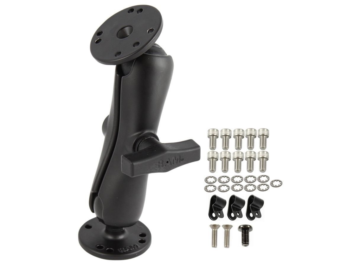 RAM Mounts Aufbau-Set - 2x runde Basisplatte, mittlerer Verbindungsarm, Schrauben-Set, C-Kugel (1,5 Zoll)