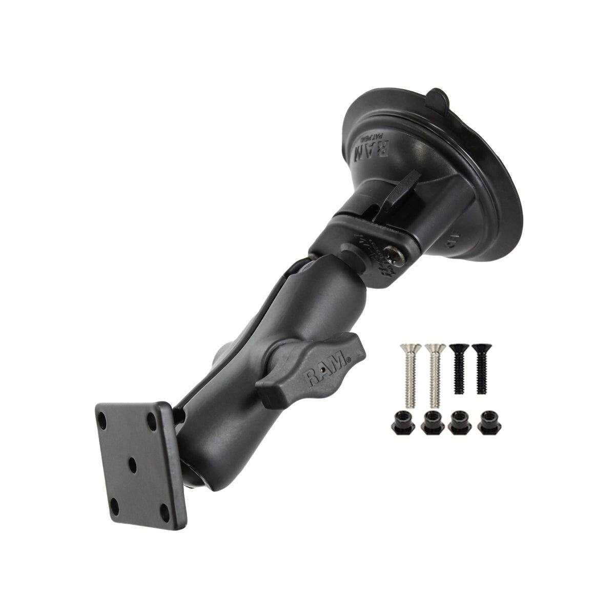 RAM Mounts Saugfuss-Set Garmin 7200 - mittlerer Verbindungsarm, Diamond-Basisplatte (Trapez), rechteckige Basisplatte, B-Kugel (1 Zoll), im Polybeutel