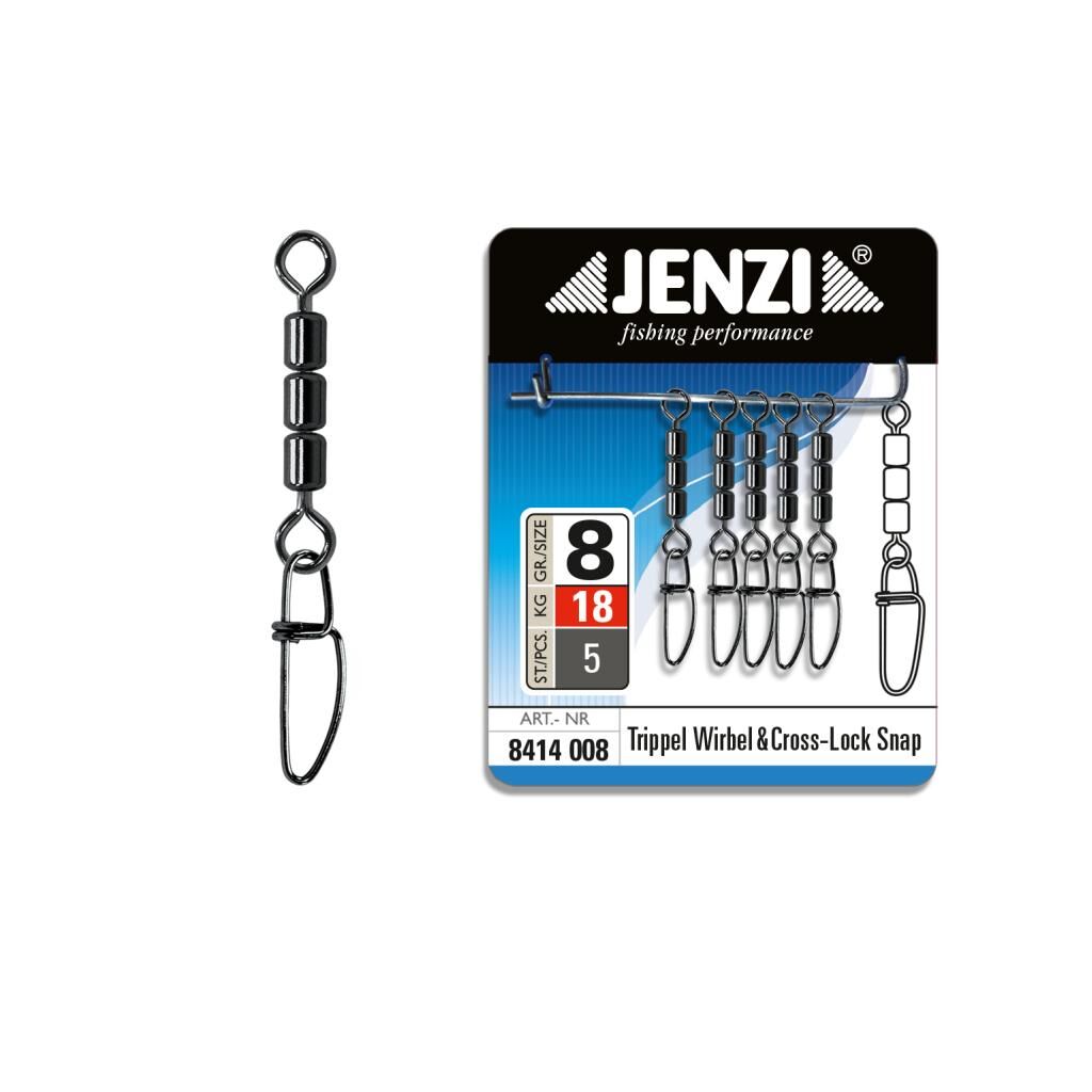Jenzi High-Speed Wirbel mit Fastlock-Karabiner, Balck Nickel, Größe 8, 18 Kg