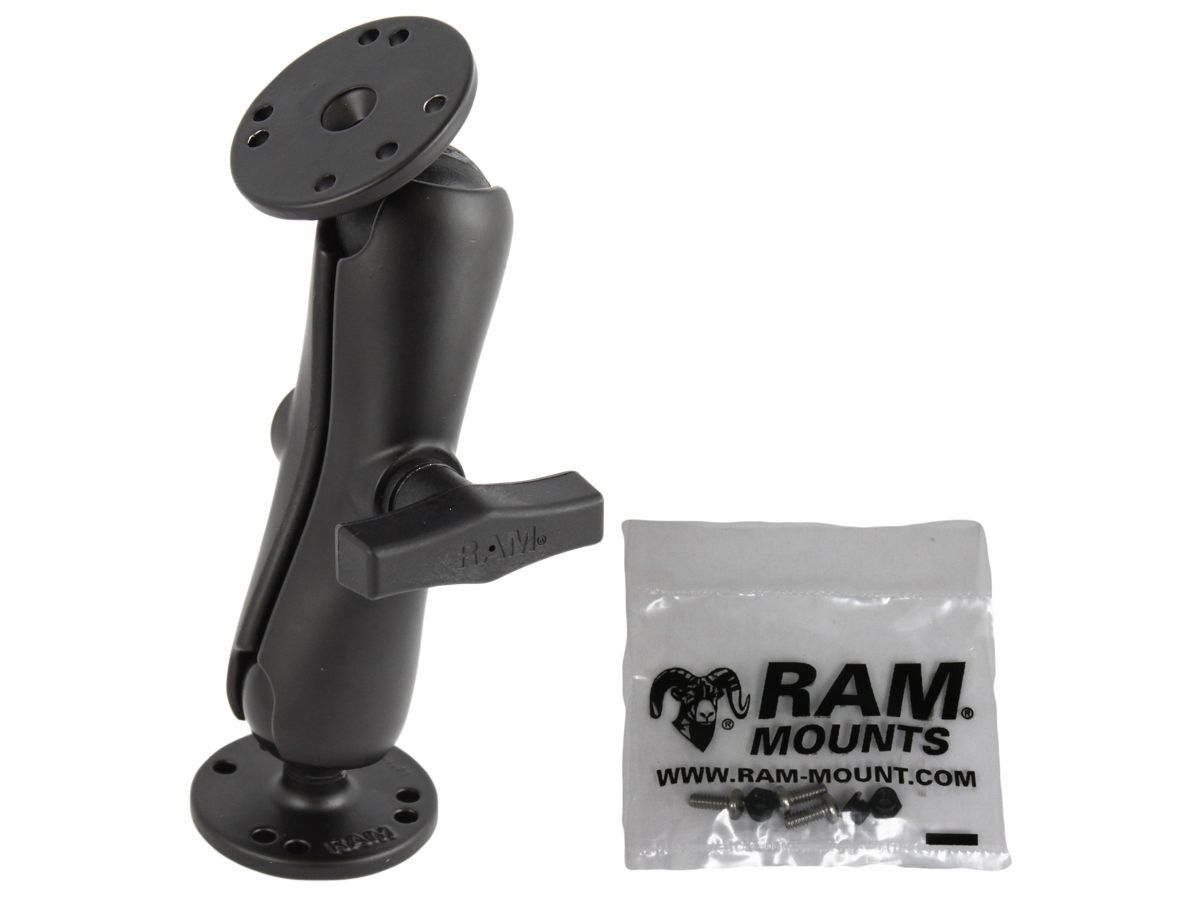 RAM Mounts Marine Aufbau-Set für Garmin FishFinder 250 C - 2x runde Basisplatte (AMPS), mittlerer Verbindungsarm, Schrauben-Set, C-Kugel (1,5 Zoll), i