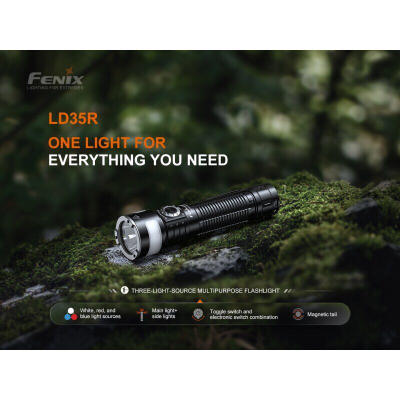 Fenix LD35R LED Taschenlampe mit weiß, rot und blau - Licht