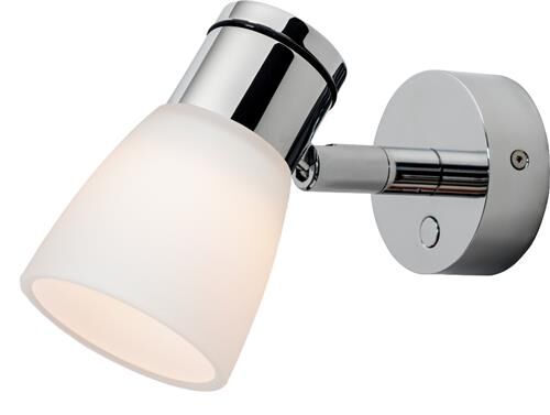 LED-Anbauleuchte R1-1, D2W, chrom-glanz, warmweiß, 10-30V DC, max. 3W, Glas weiß matt, mit Dimmer