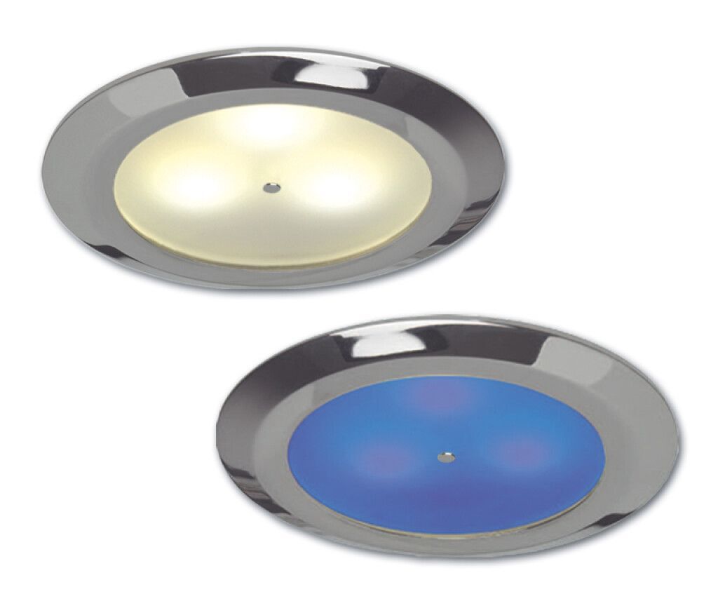 LED-Einbauleuchte EB12-3 MASTER, Edelstahl, blau/3.000K umschaltbar, 9-32V DC, max. 3W, mit Dimmer