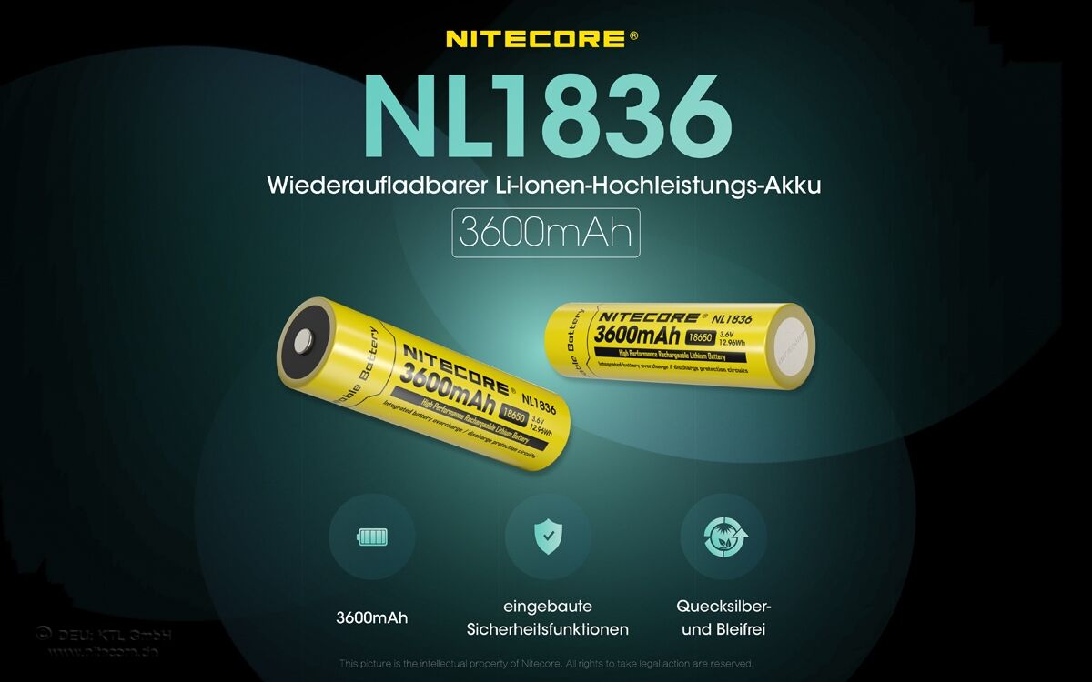 Nitecore Li-Ion Akku Typ 18650 - 3600mAh - NL1836