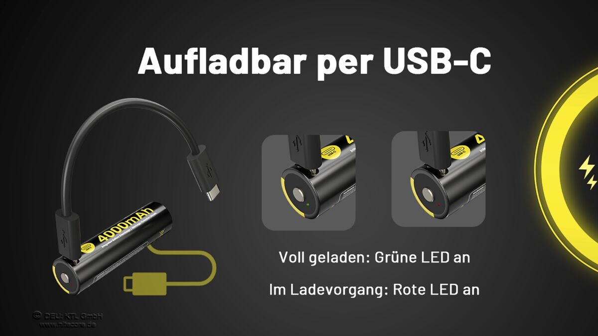 Nitecore Li-Ion 18650 Akku 4000mAh - USB-C- NL1840R