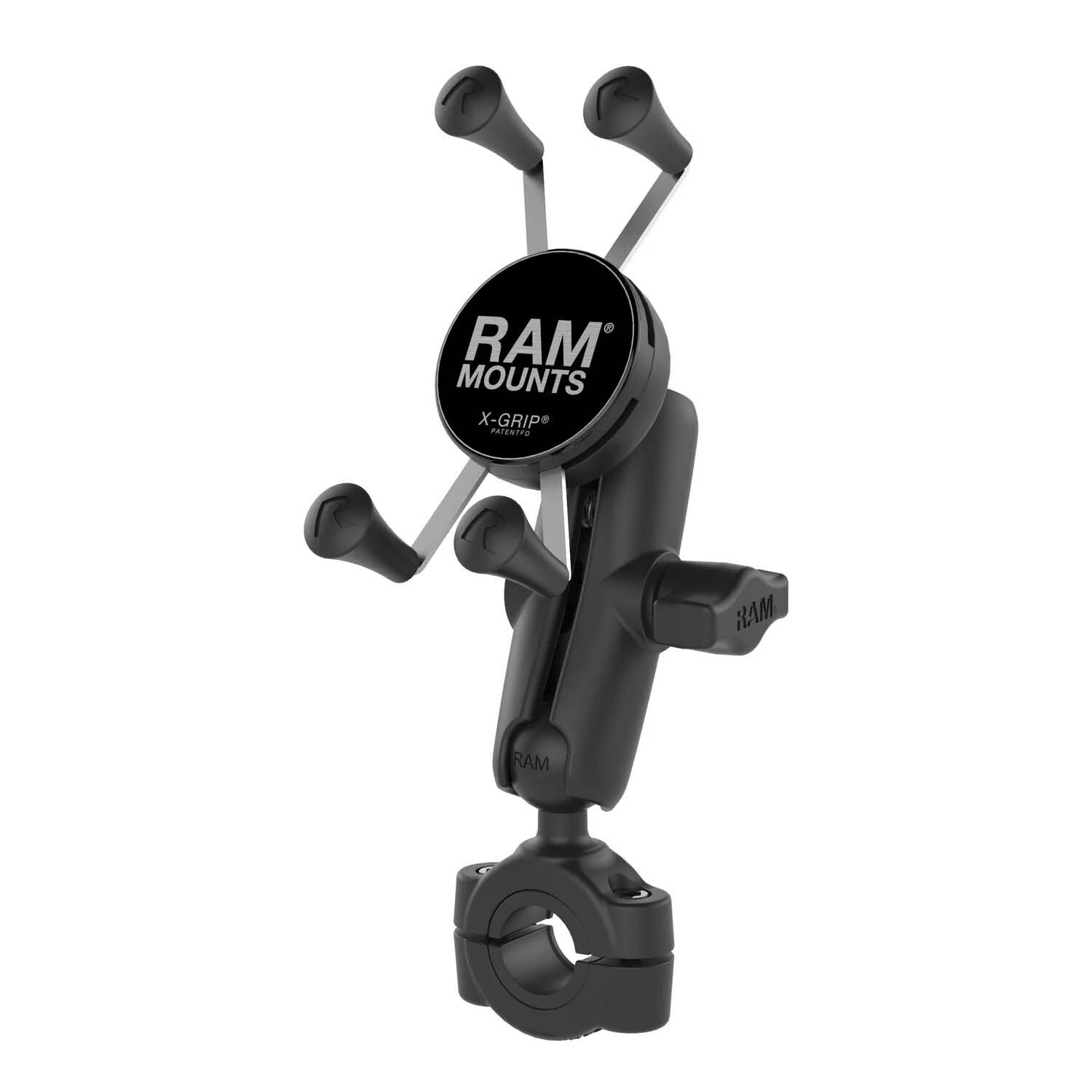 RAM Mounts X-Grip Motorrad-Halterung für Smartphones - Bis 82,55 mm Breite - Mittlerer Verbindungsarm - Torque Rohrschelle (Durchmesser 19,05 mm bis 25,4 mm) - B-Kugel (1 Zoll)
