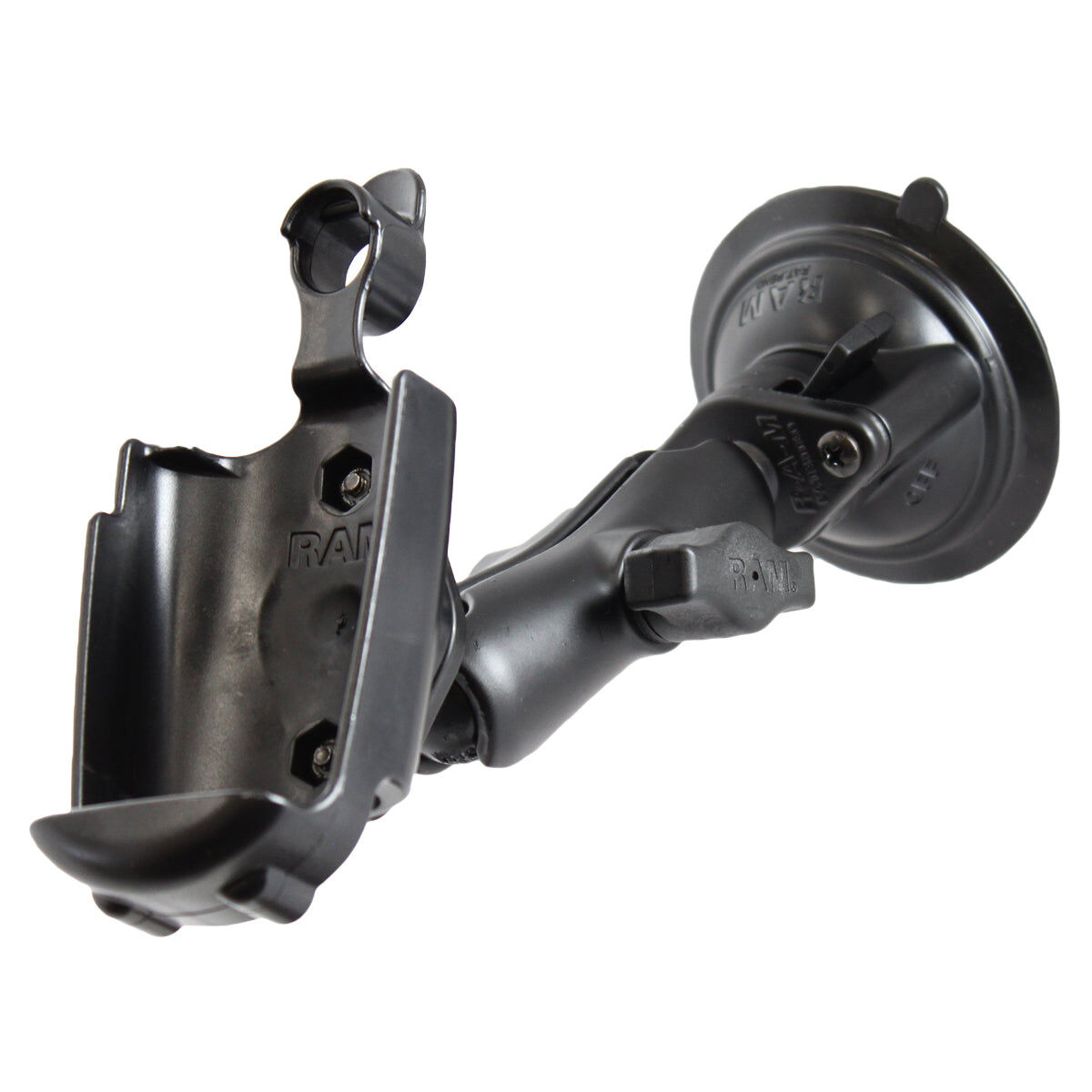 RAM Mounts Saugfuss-Halterung Garmin Rino 500 - mittlerer Verbindungsarm, 2x Diamond-Basisplatte (Trapez), Halteschale, B-Kugel (1 Zoll), im Polybeute