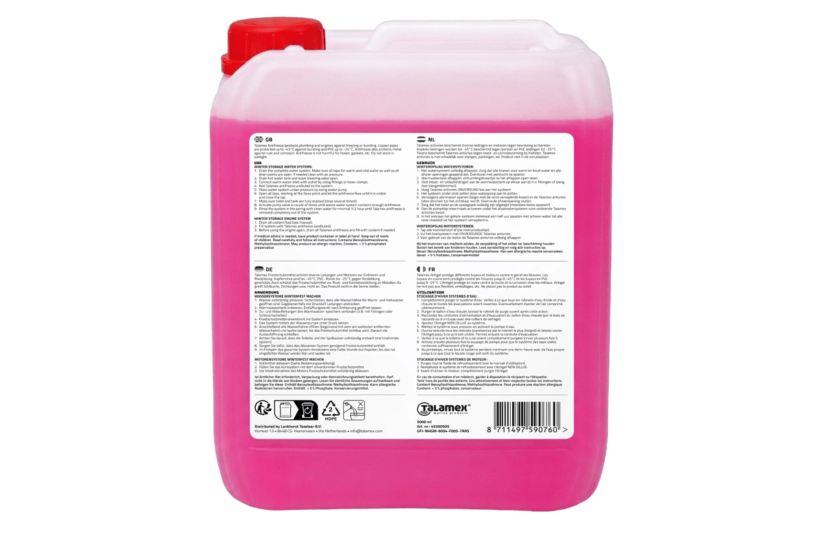 Talamex Bio-Frostschutz für Boote 5 L – gebrauchsfertig bis −45 °C