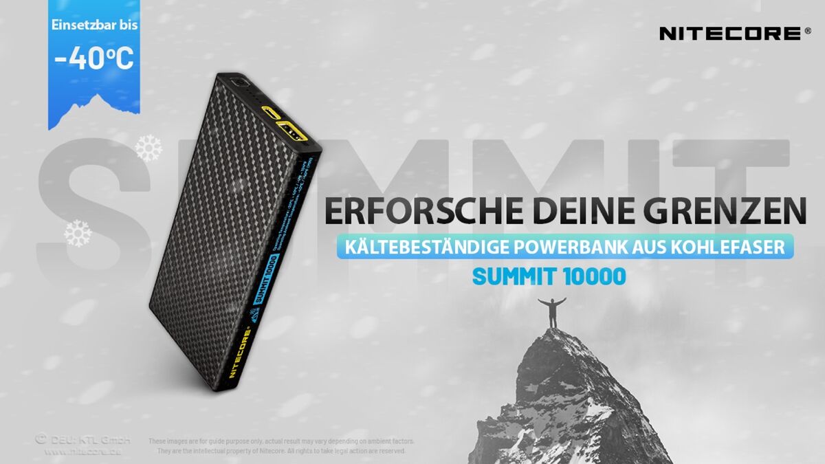 Nitecore Powerbank SUMMIT10000 - 10000mAh, kältebeständig