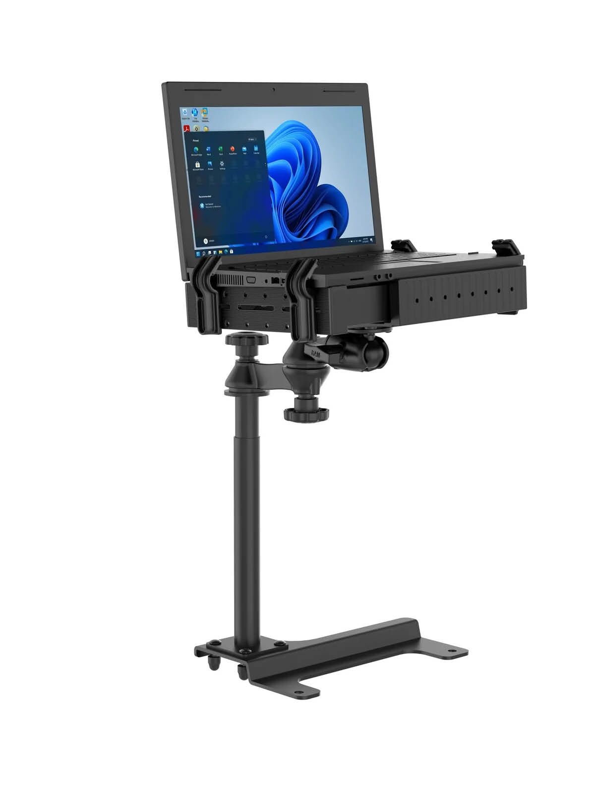 RAM Mounts Laptop-Halterung für Fahrzeuge - Fahrzeug-Basis, Doppel-Schwenkarm, Tough-Tray Halteschale, Ford Police Interceptor Utility (2020-2022)