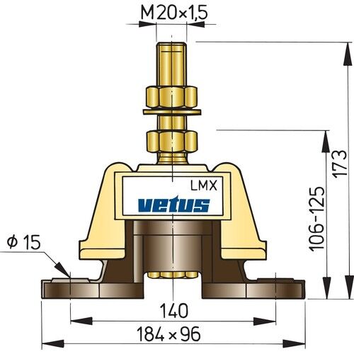 Vetus flexibles Motorlager Typ LMX340