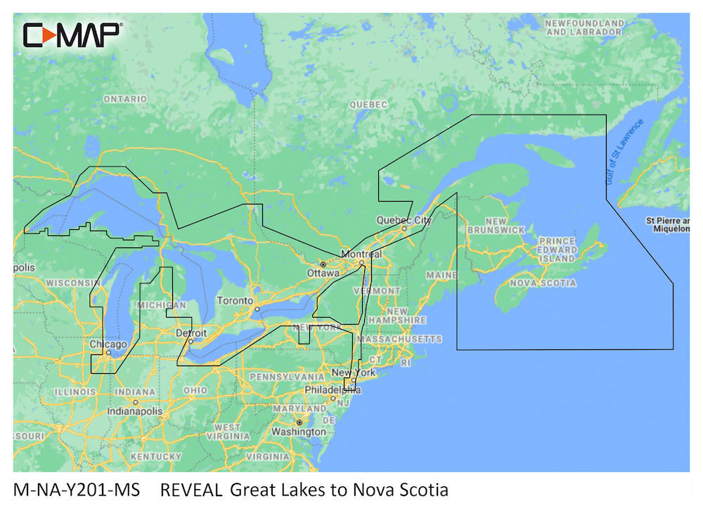 C-MAP REVEAL: M-NA-Y201-MS Great Lakes to Nova Scotia