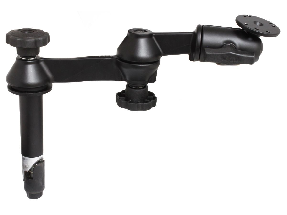 RAM Mounts Doppel-Schwenkarm mit Tele-Pole (ca. 100 mm) - Octagon-Verbindungsarm, runde Basisplatte (AMPS), C-Kugel (1,5 Zoll)