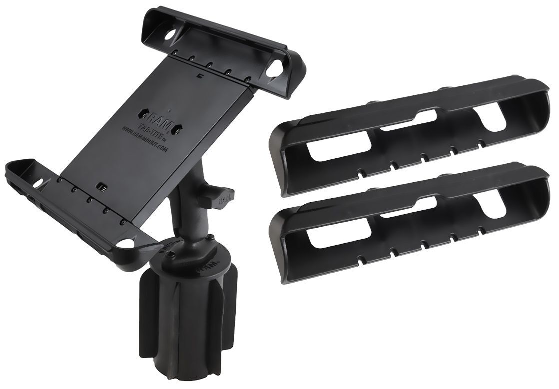 RAM Mounts RAM-A-CAN II Universal-Halterung für Tablets (10 Zoll) - für Fahrzeug-Getränkehalter, Basis mit Gummilippen, mittlerer Verbindungsarm, Halt