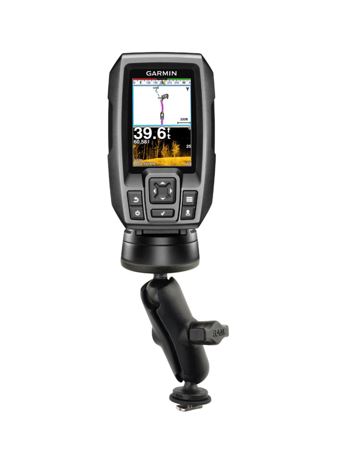 RAM Mounts Track-Ball Halterung für Garmin Striker und mehr - B-Kugel (1 Zoll), mittlerer Verbindungsarm