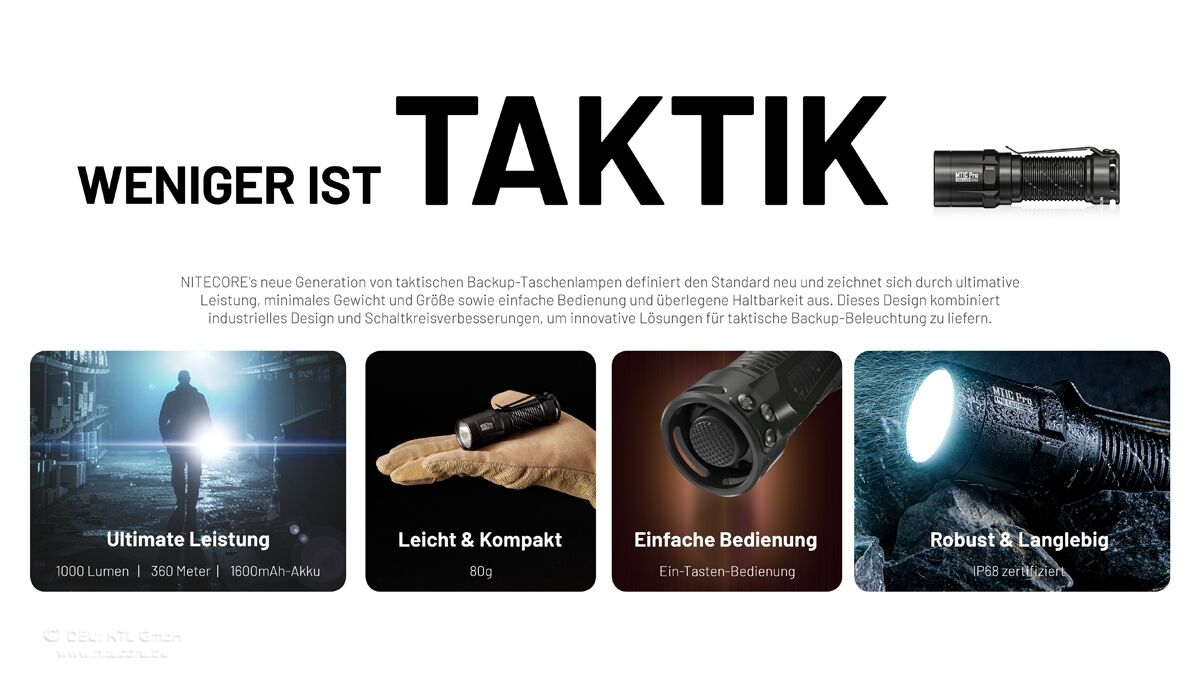 Nitecore MT1C PRO - 1000 Lumen