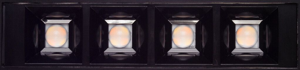 LED-Einbauleuchte SQUARE 4 frameless, CC Konstantstrom 350 mA warmweiß 3.000 K SunLike, Optik 50°