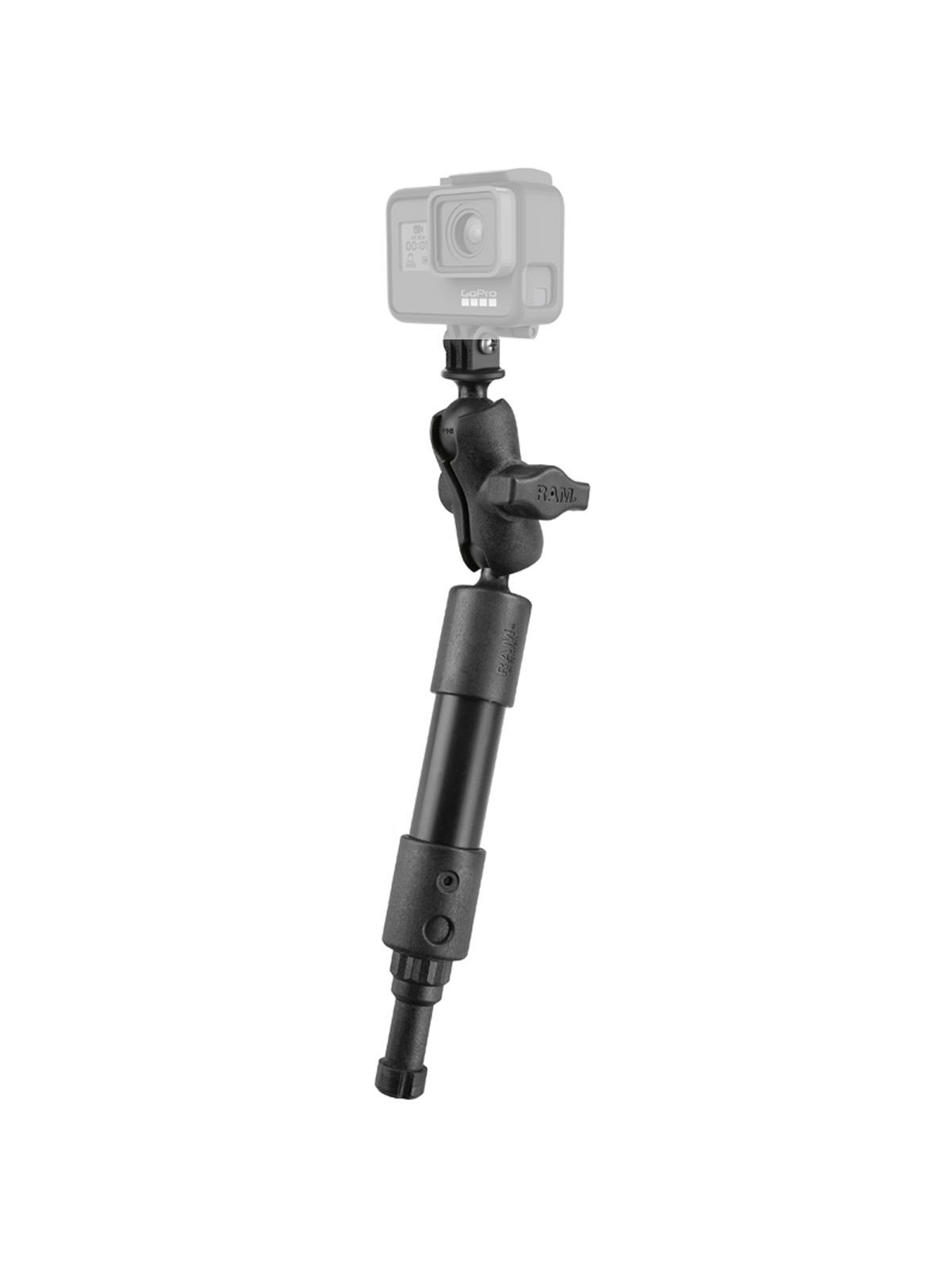 RAM Mounts Verlängerungsarm für GoPro-Kameras mit Spline Post Adapter - Kunststoffrohr, (ca. 100 mm), Endstück mit Kugel, kurzer Verbindungsarm, GoPro