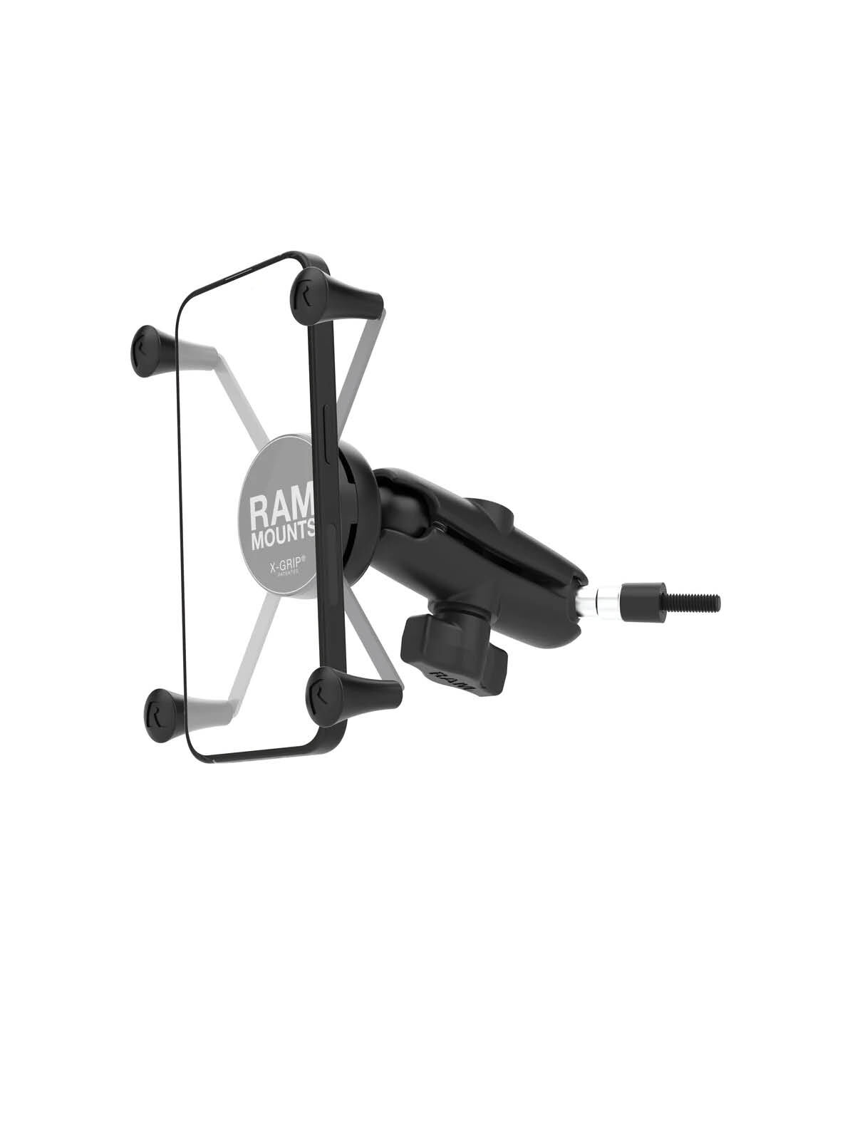 RAM Mounts X-Grip Universalhalterung für Smartphones - Bis 114,3 mm Breite - Kurzer Verbindungsarm - Kugelbasis mit M6 x 60 mm Gewinde - B-Kugel (1 Zoll)