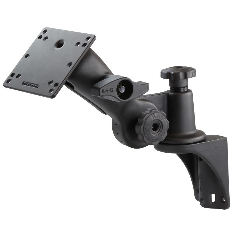 RAM Mounts Schwenkarm mit VESA-Platte - Vertikal-Basis, Ratchet-System, VESA-Platte (4x 75 und 4x 100 mm Lochraster), D-Kugel (2,25 Zoll), im Polybeut