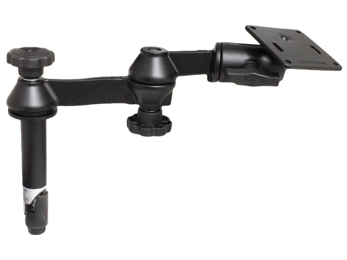 RAM Mounts Doppel-Schwenkarm mit Tele-Pole (ca. 100 mm) - Octagon-Verbindungsarm, VESA-Platte (75 x75 mm Lochraster), C-Kugel (1,5 Zoll)