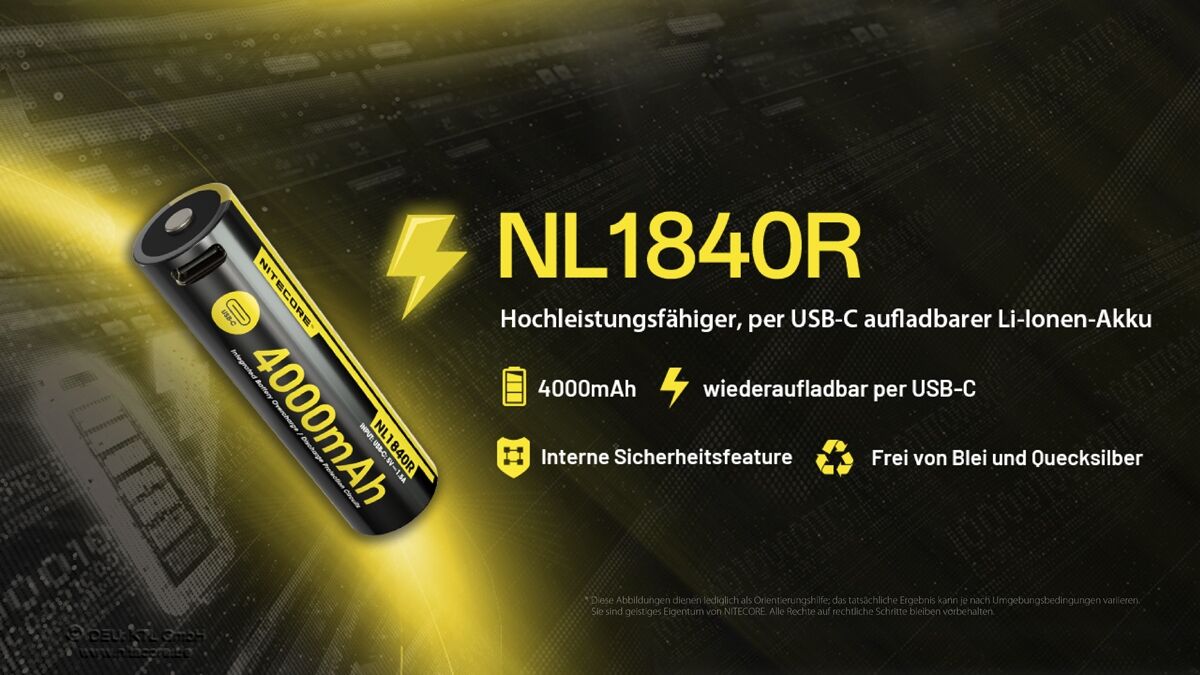 Nitecore Li-Ion 18650 Akku 4000mAh - USB-C- NL1840R