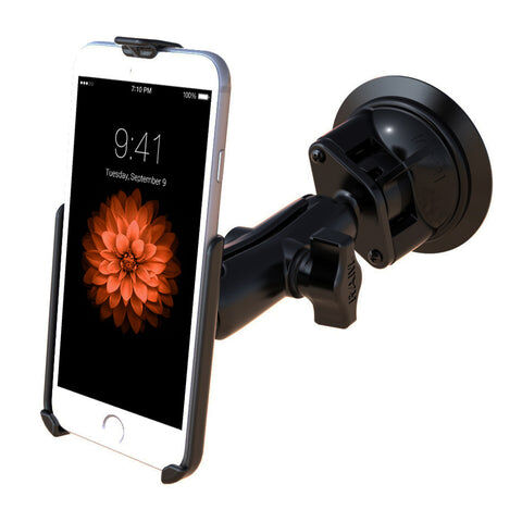 RAM Mounts Saugfuss-Halterung Apple iPhone 6/7 - mittlerer Verbindungsarm, 2x Diamond-Basisplatte (Trapez), Halteschale, B-Kugel (1 Zoll), im Polybeut