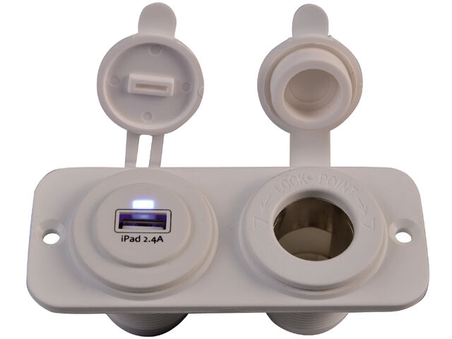 Talamex Typ:2fach Adapter 1xUSB 2.4A/1xStd. Weiß