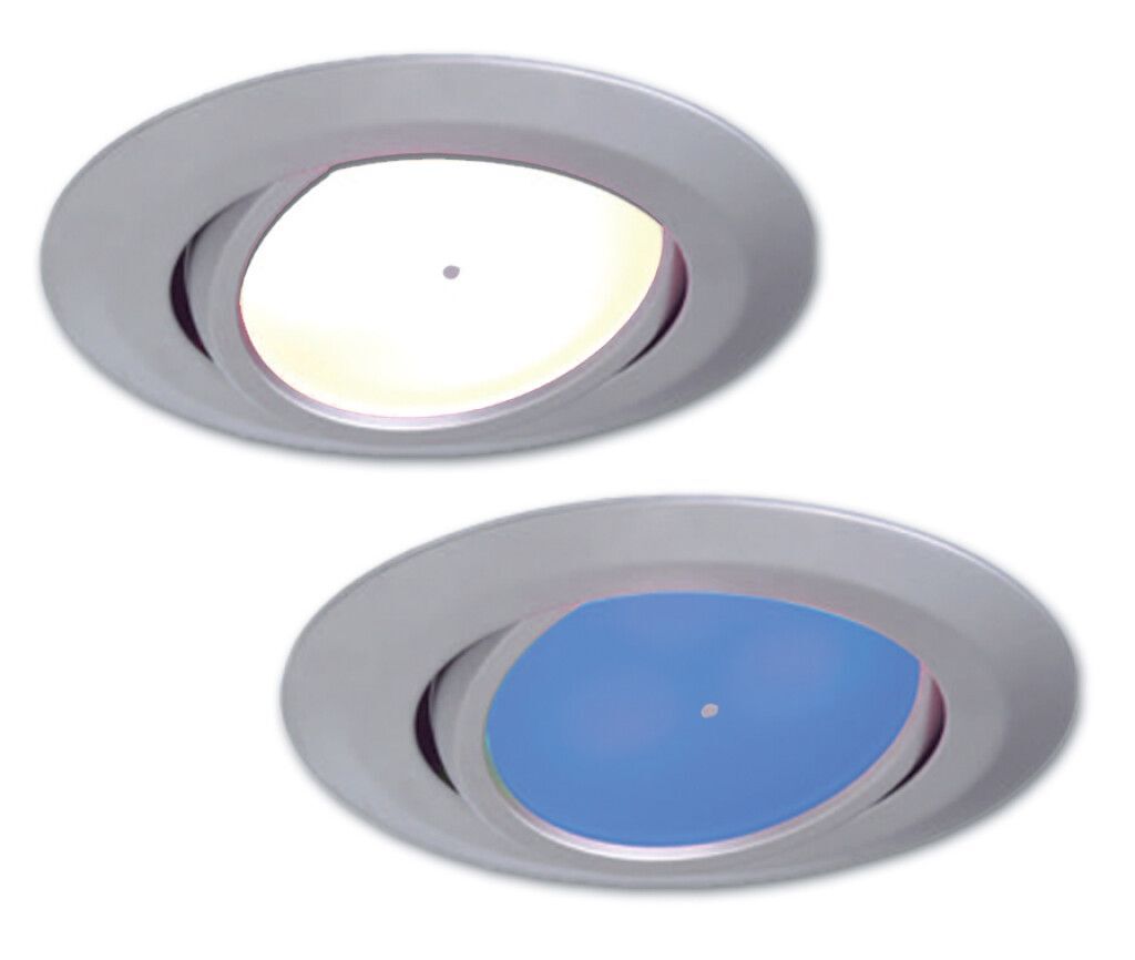 LED-Einbauleuchte EB15-3 Master,schwenkbar, chrom-matt,10-30V DC, max.3W, Dimmer, blau/w, umschaltb.