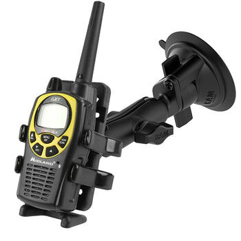 RAM Mounts Universal Saugfuss-Halterung für elektronische Geräte - mittlerer Verbindungsarm, 2x Diamond-Basisplatte (Trapez), Halteschale, B-Kugel (1
