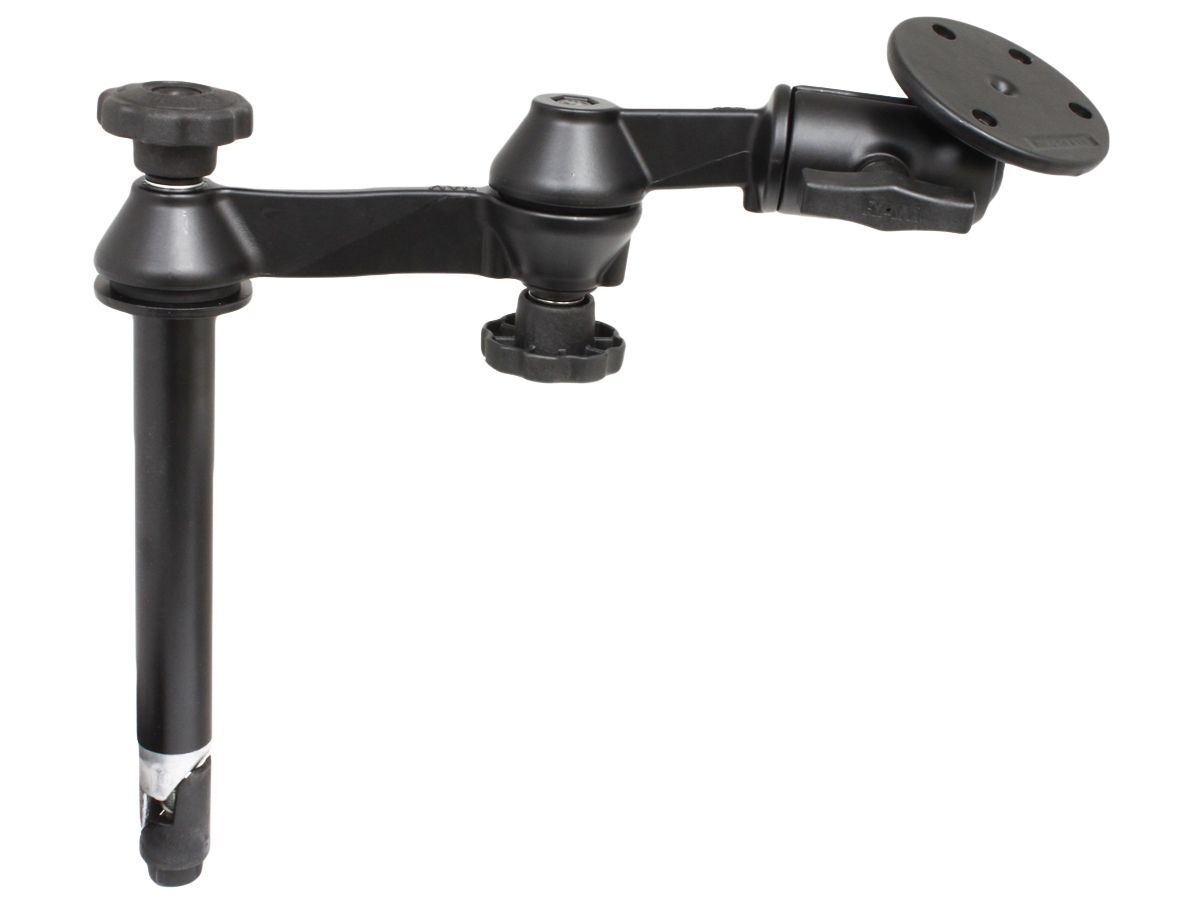 RAM Mounts Doppel-Schwenkarm mit Tele-Pole (ca. 200 mm) - Octagon-Verbindungsarm, runde Basisplatte (großer Durchmesser), C-Kugel (1,5 Zoll)