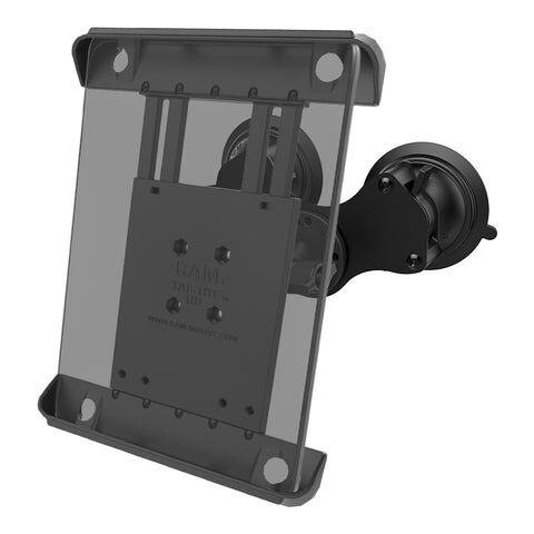 RAM Mounts Doppel-Saugfuss-Halterung für Apple iPad 1-4 (mit Schutzhüllen/-gehäusen) - B-Kugel (1 Zoll), Tab-Tite Halteschale, kurzer Verbindungsarm