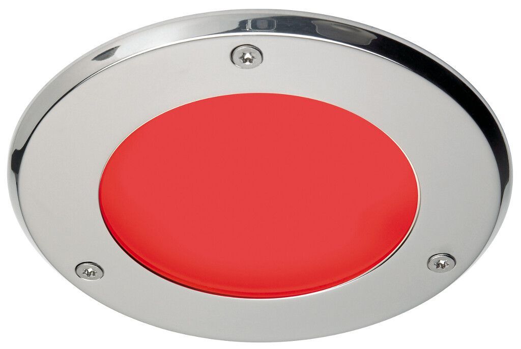 LED-Einbauleuchte EB42-3 (Slave), V4A poliert (AISI316L), 10-30V DC, max. 6W, IP67, Ø120mm, ww/rot